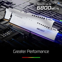 Kingston FURY Beast (KF560C36BWE2-16) 16GB System Memory, 6000MT/s, DDR5, CL36, DIMM, White Kingston FURY Beast (KF560C36BWE2-16) 16GB System Memory, 6000MT/s, DDR5, CL36, DIMM, White